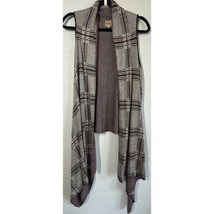 Como Vintage Womens M Maroon Sleeveless Duster Waterfall Houndstooth Cozy Soft